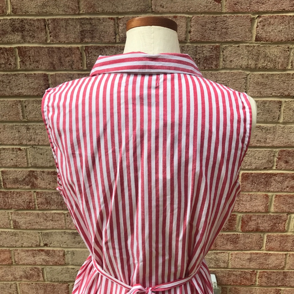 NWT Thyme and Honey Red Striped Shirt Dress - Picture 7 of 7